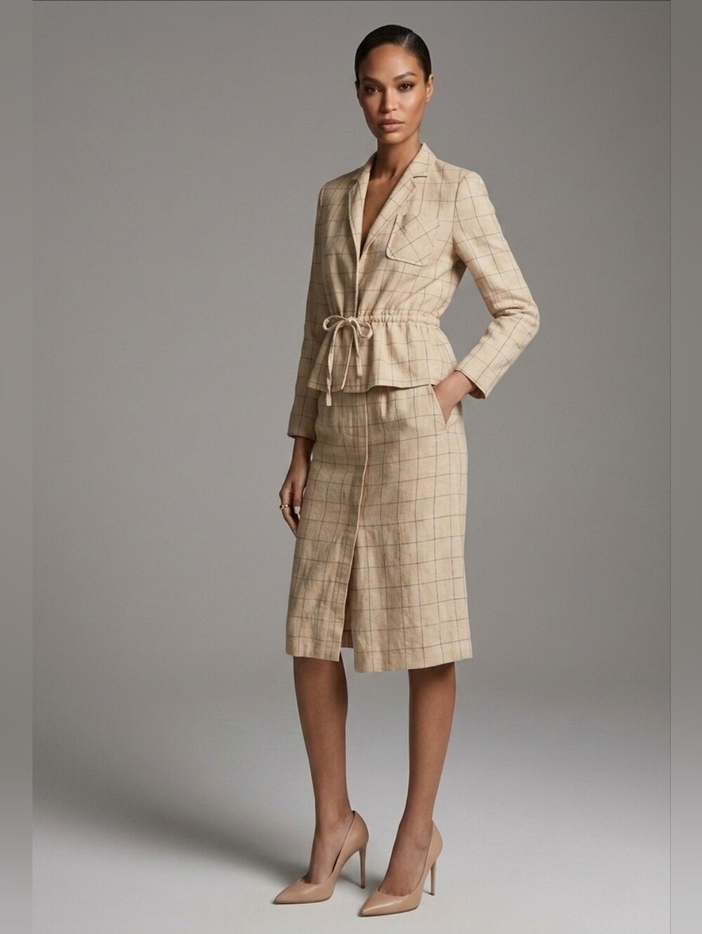 Vintage | Jacques Esterel Paris Windowpane Skirt Suit - Picture 2 of 13